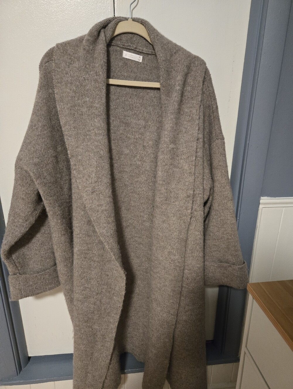 LC Lauren Conrad Taupe Open-Front Shawl Sweater Jacket